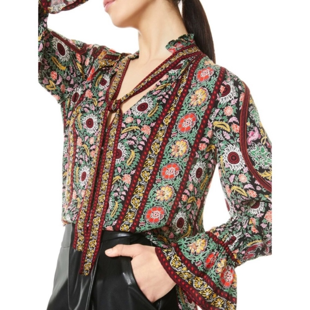 Alice + Olivia Reilly Flower Pot Printed Blouse XS